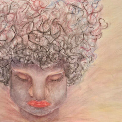 'Introvert'/ pastelpotlood op doek/60x80/426,--